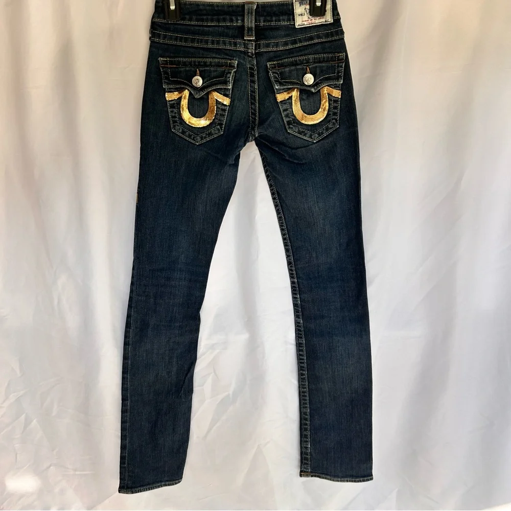 True Religion Women's Denim Jeans with Gold Details Size 26 - Picture 3 of 10